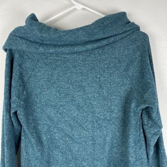 Soft Surroundings Womens Sweater Small Cowl Neck Blue Performance Stretch Winter - Picture 6 of 14